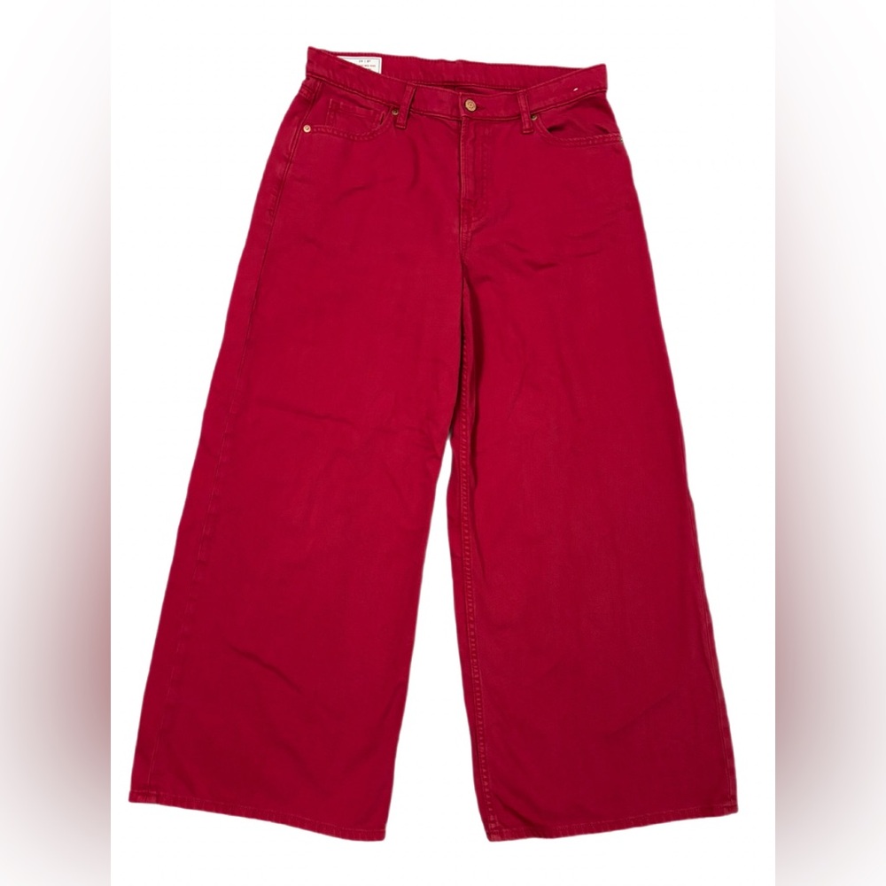 GAP Baggy Mid Rise Wide-Leg Jeans Red, Size 29 (8R) Y2K